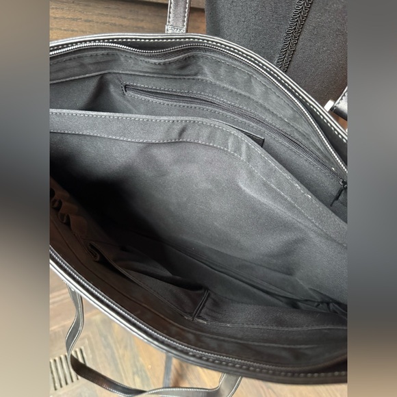 Tignanello Soft Black Leather Business Tote purse bag - Picture 6 of 10